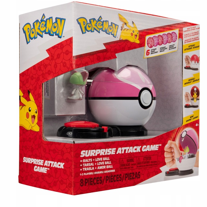 POKEMON Meglepetés Támadás játék, RALTS figura, 6 korongos készlet, többszínű, 4 év feletti gyermekeknek