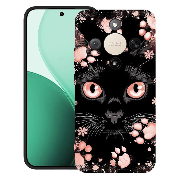 BestCase® Husa TPU Ultra Slim Compatibila cu Honor Magic 8 Lite / X9d / X70, Black Cat, 3129184 B 2015