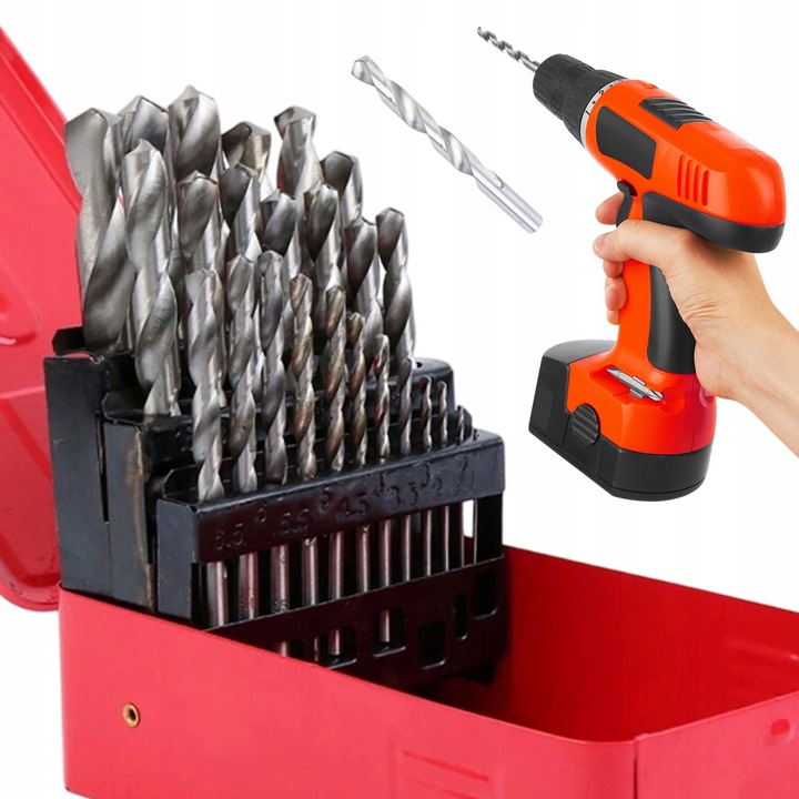 Set de burghie HSS 25 piese pentru metal, lemn si fonta