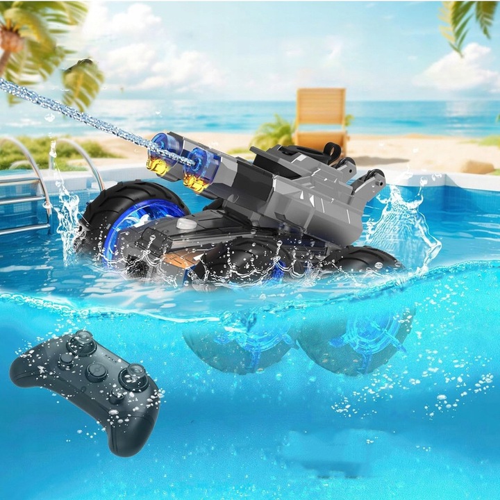 Masinuta amfibie cu telecomanda, set, caracteristici acvatice, multicolor