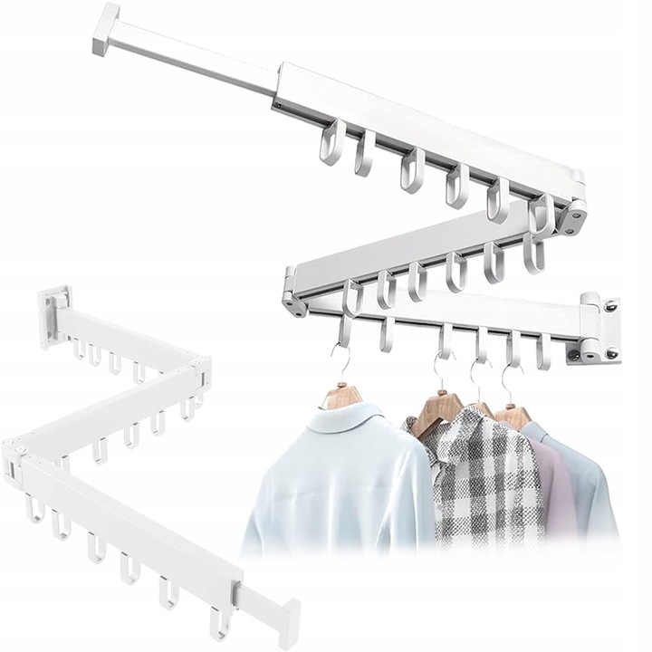 Umeras pentru haine, tri-fold, cu carlige, pentru perete, balcon