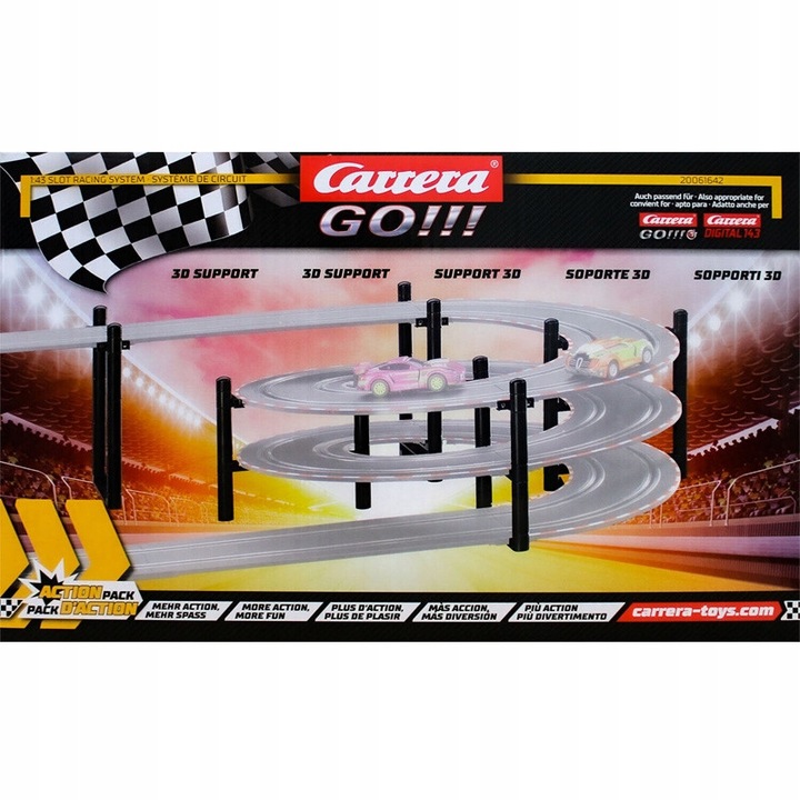 3D tartó szett Carrera GO!!! 61642, autókhoz, 1:43, többszínű