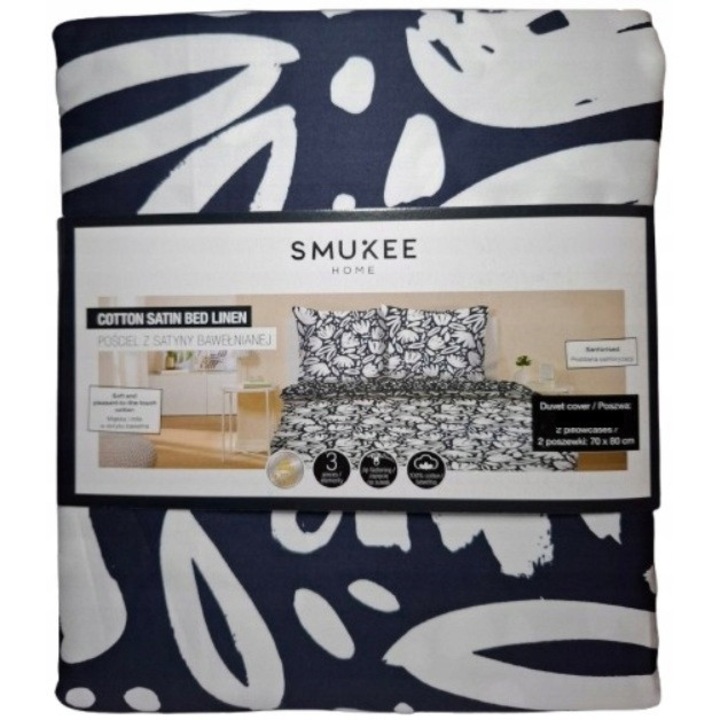 Lenjerie de pat set Smukee 160x200cm, 100% bumbac, 2 fete, model flori