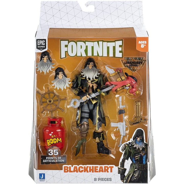 Figurina Fortnite Legendary Series Blackheart, 15cm, cu 35 puncte de articulatie, accesorii tematice