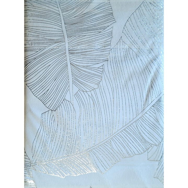 Завеси 140x250см, 2 броя, бели със сребърни листа