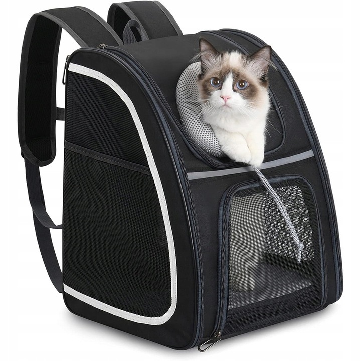 Geanta transport animale pliabila, neagra, 31.6x28.5x40cm