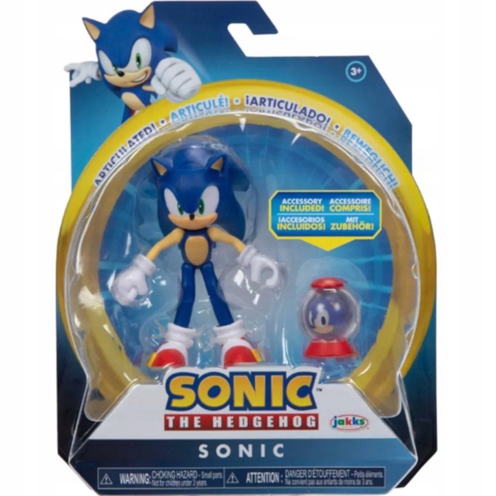Фигурка Sonic the Hedgehog, Jakks Pacific, 10 см, с кутия с предмет One-Up, лицензирана, подвижни детайли