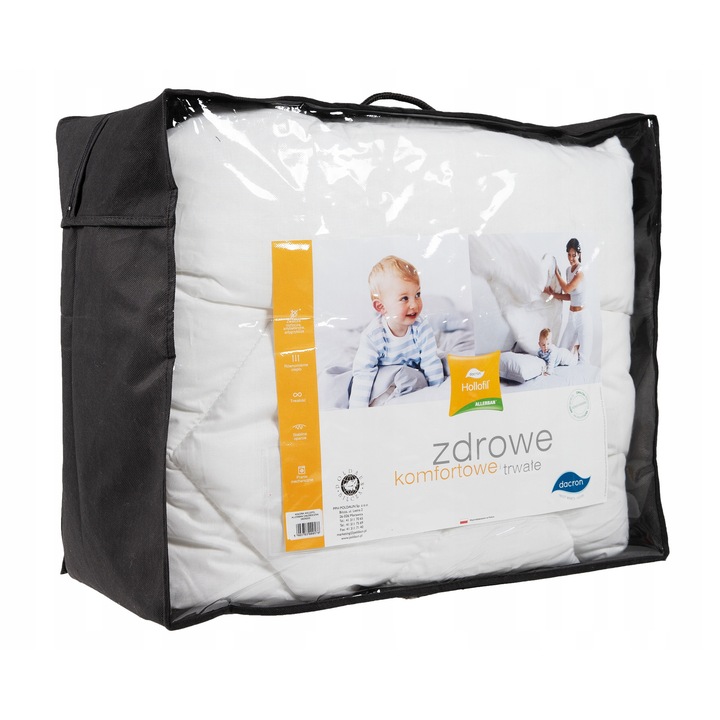 Patura antialergica Poldaun 200x200cm, alb, 1200g, cu Allerban, certificat Oeko-Tex Standard 100