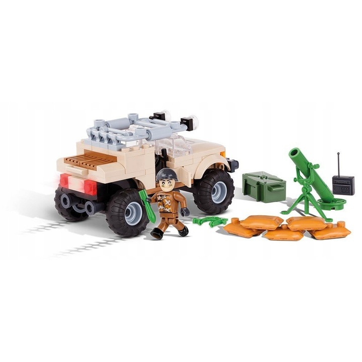 Set de constructie Cobi 2374, transportor militar, 12x7cm, accesorii incluse