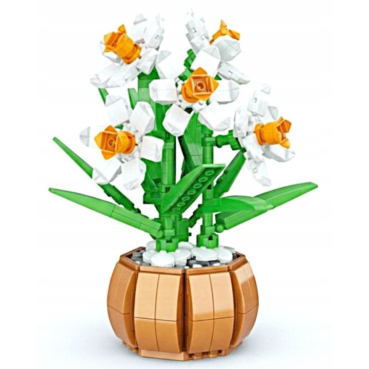 Комплект за конструиране 550 елемента, букет нарциси, златна доника, за деца 6+ и възрастни