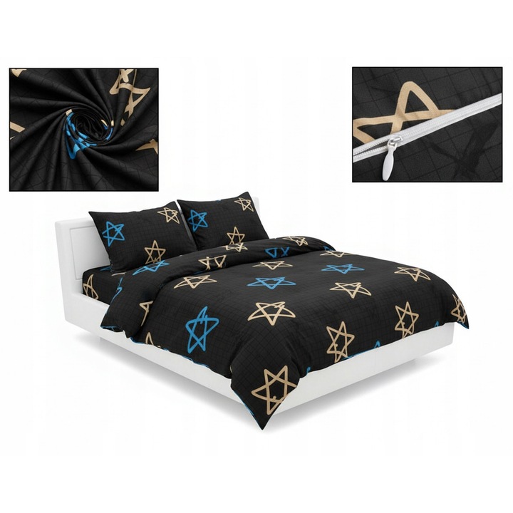 Lenjerie de pat set, 220x200cm, bumbac satinat, perne 70x80cm