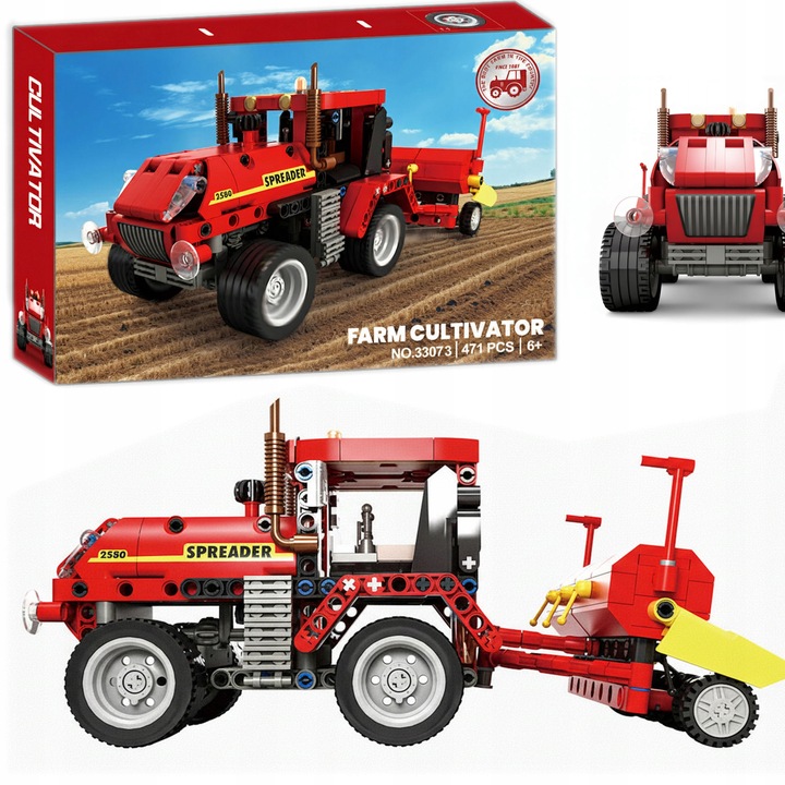 Конструктор COIL, трактор валяк, 471 елемента, червен, 6+ години