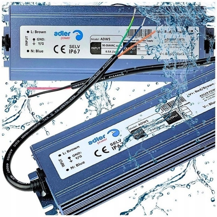 DC 24V tápegység, Adler, 300W, 12A, vízálló