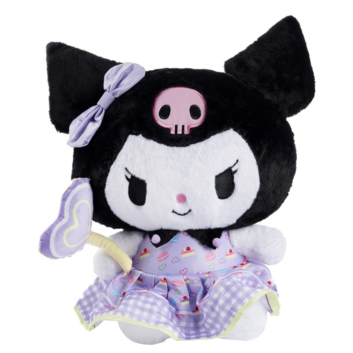 Плюшено мече Hello Kitty Kuromi, 85 см, с катинарче и бонбонена пръчка, многоцветно