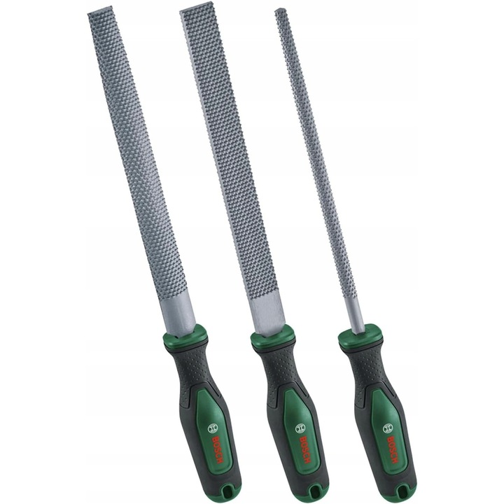 Set 3 Pile Bosch pentru Lemn, 200mm, Ergonomice, Cu Manere Softgrip