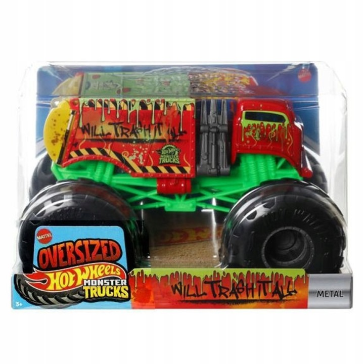 Masinuta set Hot Wheels Monster Truck 1:24 Will Trash It All, multicolor, 3-99 ani