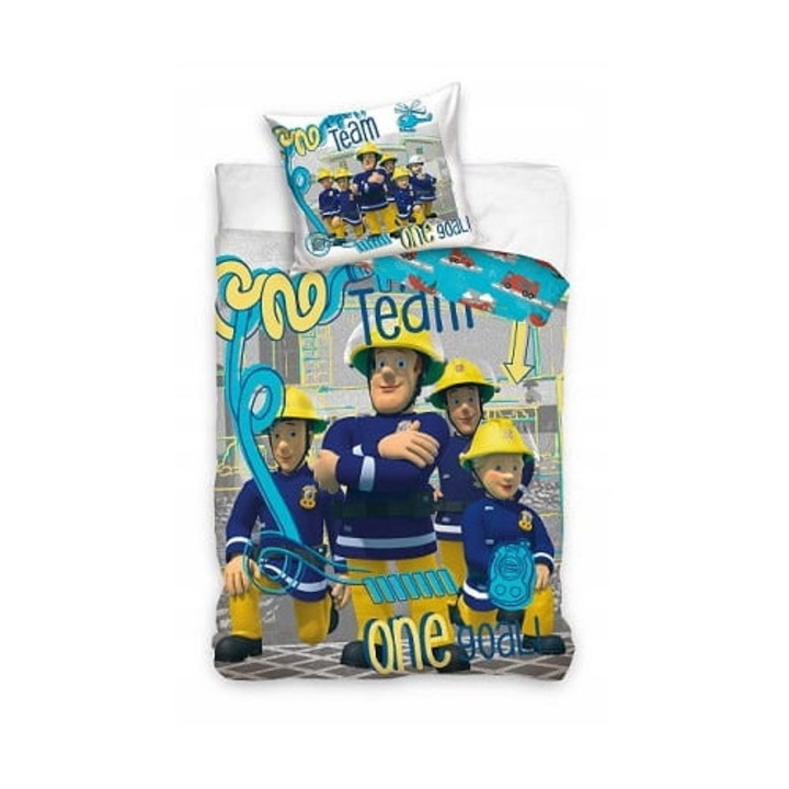 Lenjerie de pat Carbotex 160x200 cm PSI PATROL, 100% bumbac, set 2 piese