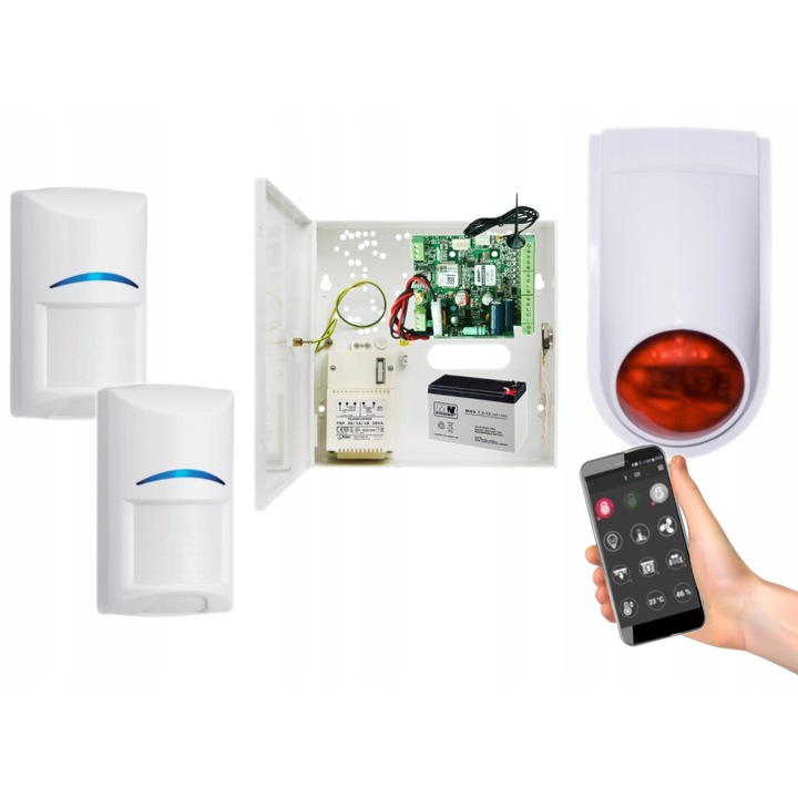 GSM известяващ модул Ropam BasicGSM-PS 2, 2 сензора Bosch BPR2-W12, магнитна антена, акумулатор 12V 7Ah, кутия с трансформатор 20VA