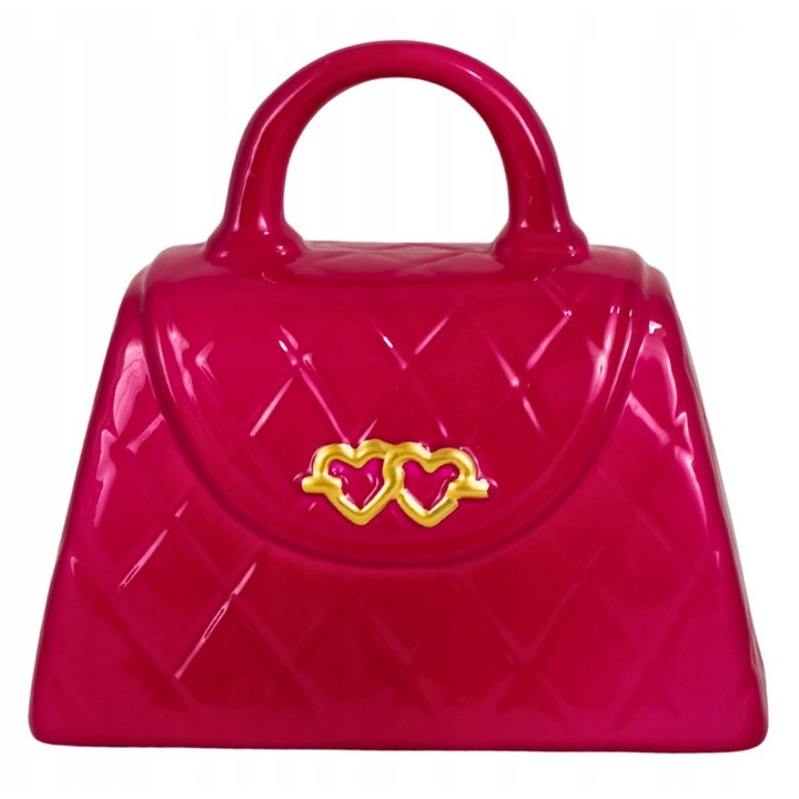 Skarbonka ceramica toreba, Ewax, roz inchis, 20x19x11cm