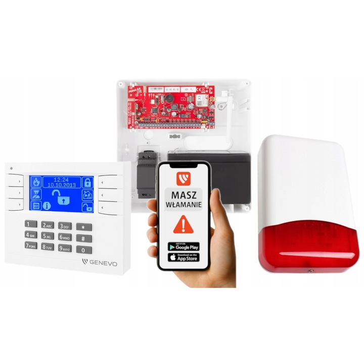 Sistem alarma GENEVO PRiMA64LTE, panou LCD, GSM LTE, set