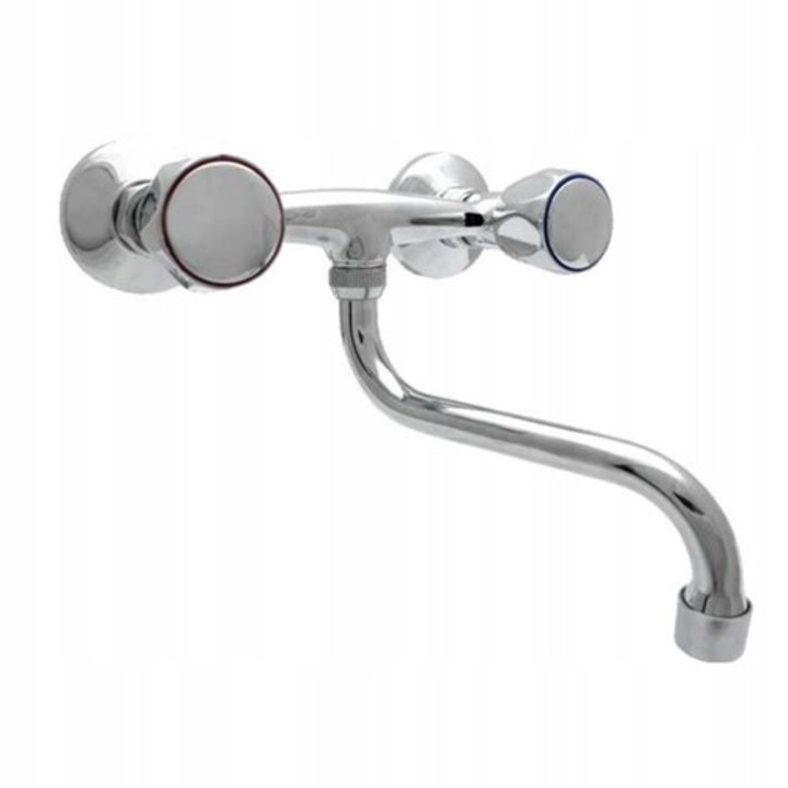 Goshe Standard króm kétfogantyús fali mosdócsaptelep, mozgatható kifolyó, 20mm