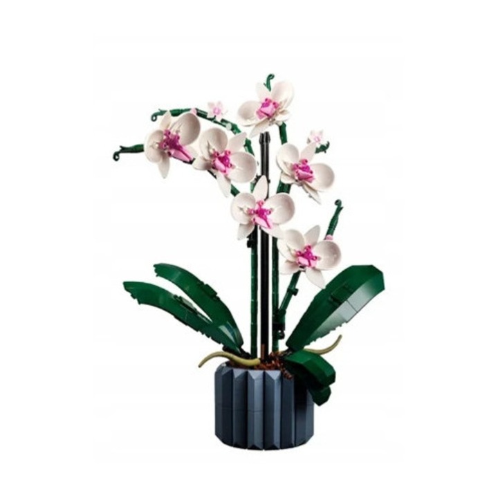 Set de constructie, floare orhidee, 711 elemente, decorativ, multicolor