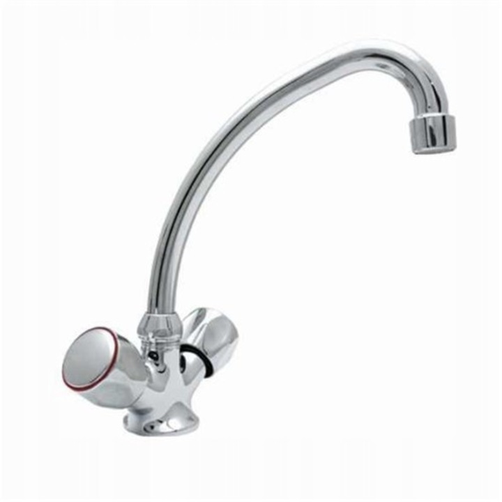 Goshe Standard kétkaros mosogató csaptelep, króm, falra szerelhető, mozgatható kifolyócső