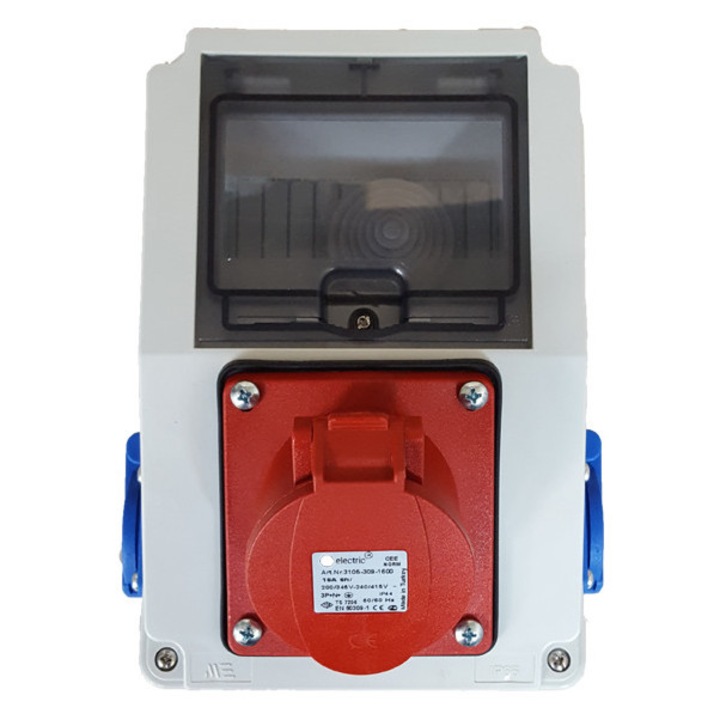 Електрическо табло TED, разпределителна кутия 32A/5p + 2x230V, IP66, 222x122x111mm, пълен комплект