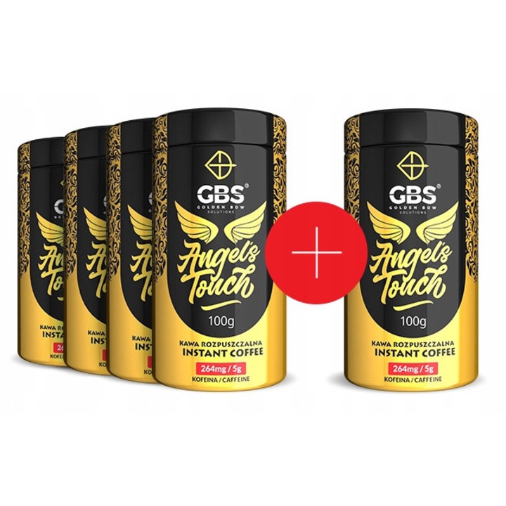 Set cafea instant GBS Angel's Touch 5x100g, 26 arome, 0 calorii, fara zahar