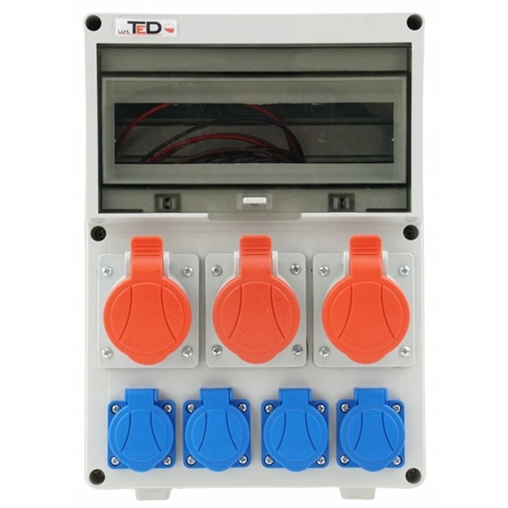Tablouri electrice TED, rozdzielnica budowlana, 3x400V 16A + 4x250V 16A, IP44, 355x260x125mm