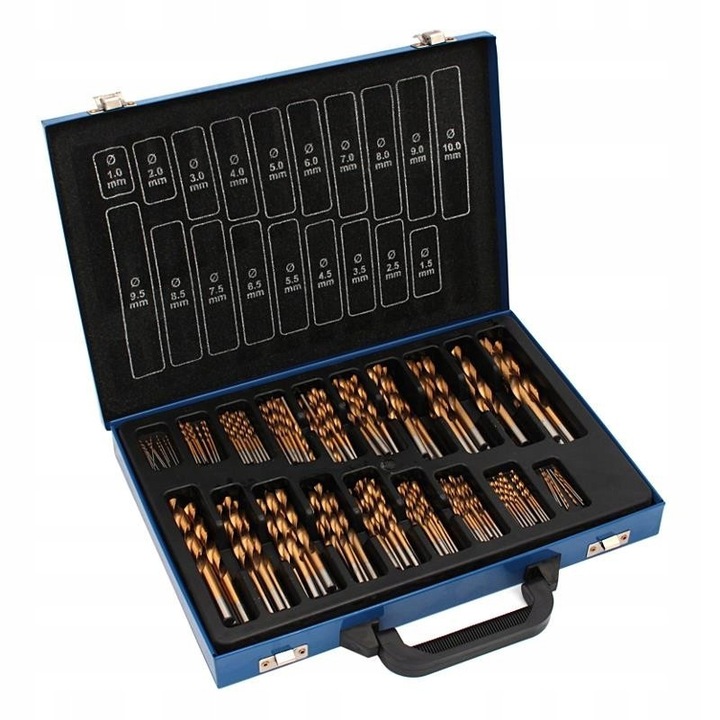 Set de 170 wiertle metal HSS cu acoperire titan, XL-Tools, 19 dimensiuni, valiza metalica