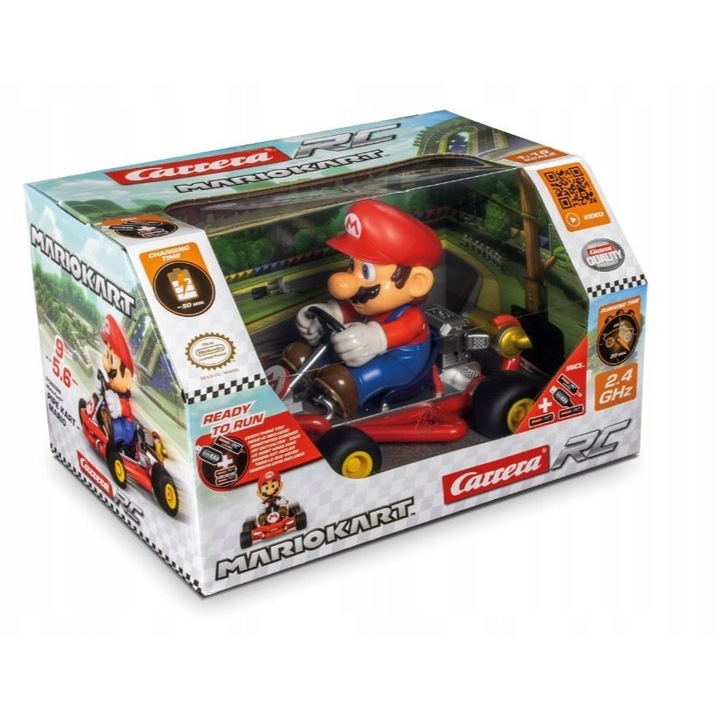 Masinuta Carrera RC Mario Kart Pipe Kart, 2.4GHz, 1:18, 9 km/h, multicolor