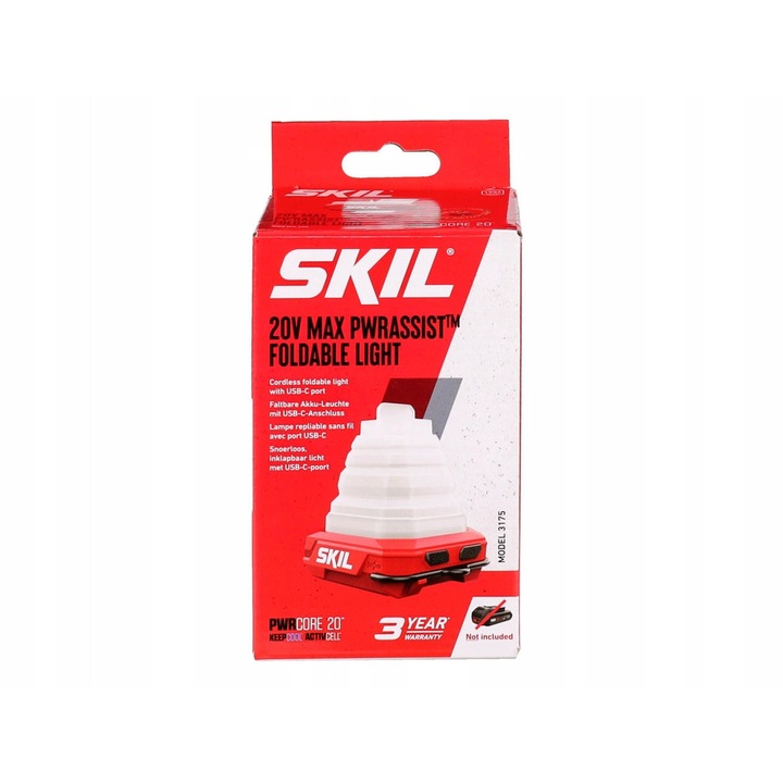 Lanterna LED 3175, 20V Max, 300 lumeni, cu acumulator 2,0Ah, USB-C, SKIL