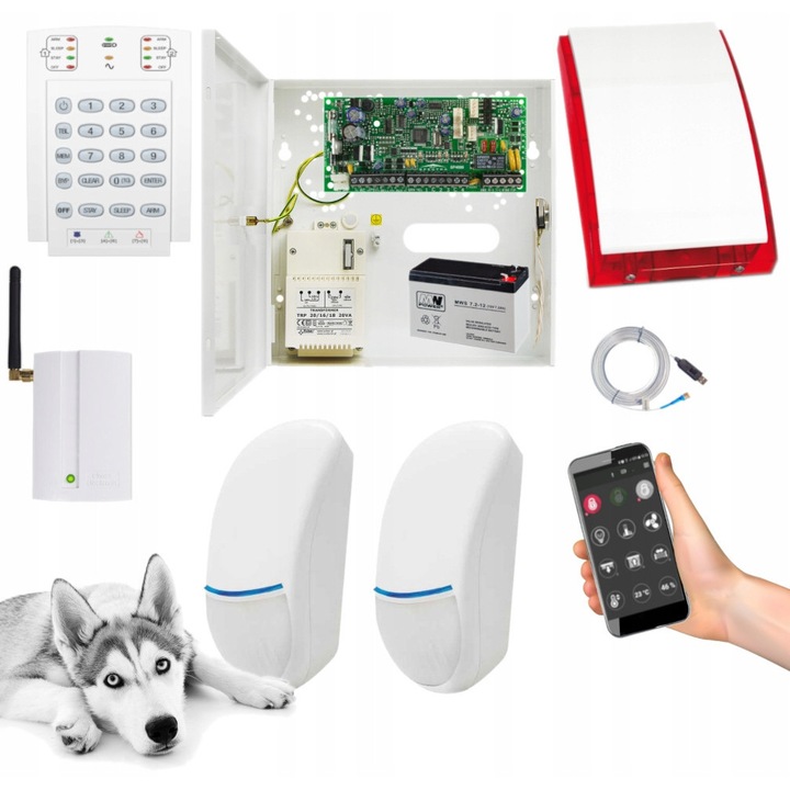 Кабелна алармена система Paradox SP4000, 2 сензора BINGO Plus, GSM модул, 15м, 100°