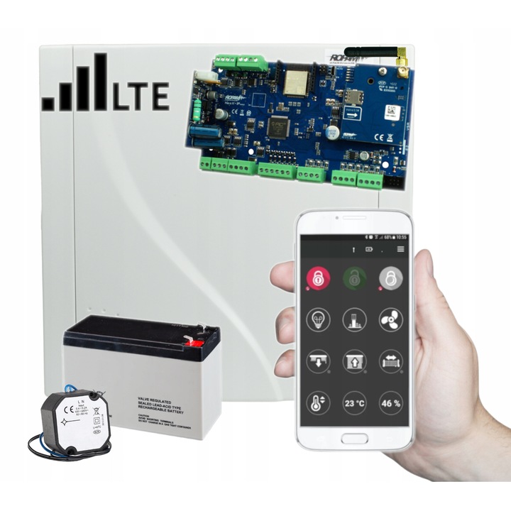 Ropam NeoLTE-IP-PS riasztórendszer, komplett szett, 7 Bosch érzékelő, fehér érintőpanel, GSM, WiFi, LTE