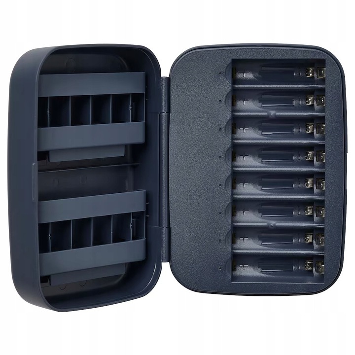 Incarcator cu compartiment LITOSFAR, IKEA, granat, pentru 8 acumulatori AA si AAA