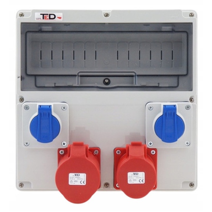 Tablouri electrice TED, rozdzielnica budowlana 14 mod, 400V 32A/5p + 400V 16A/5p + 2 x 230V 16A, IP44, 290x290x114mm