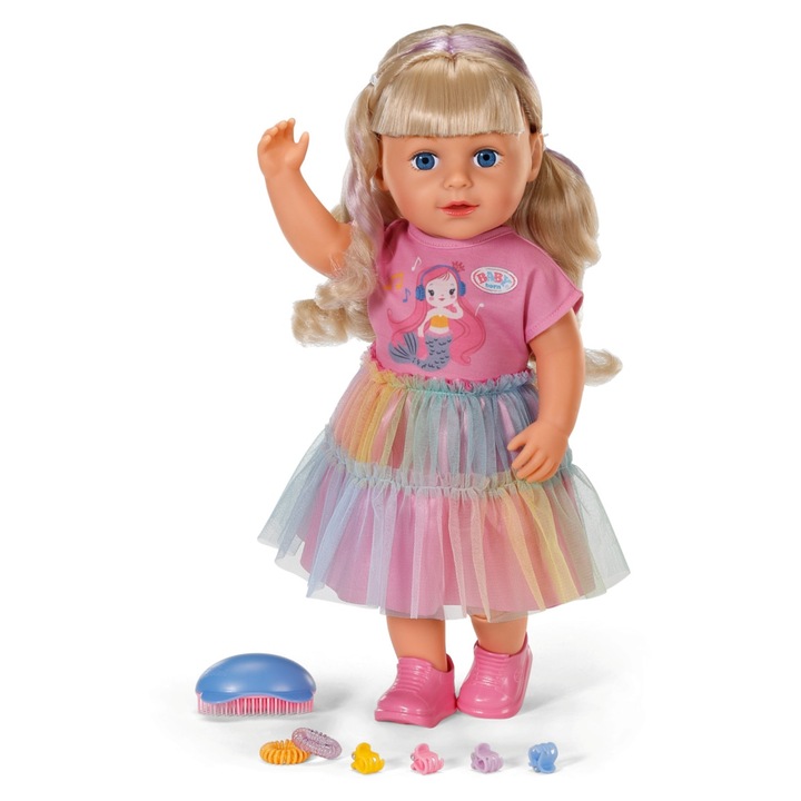 Papusa Baby Born Carla 43cm, multicolor, set cu accesorii de coafat