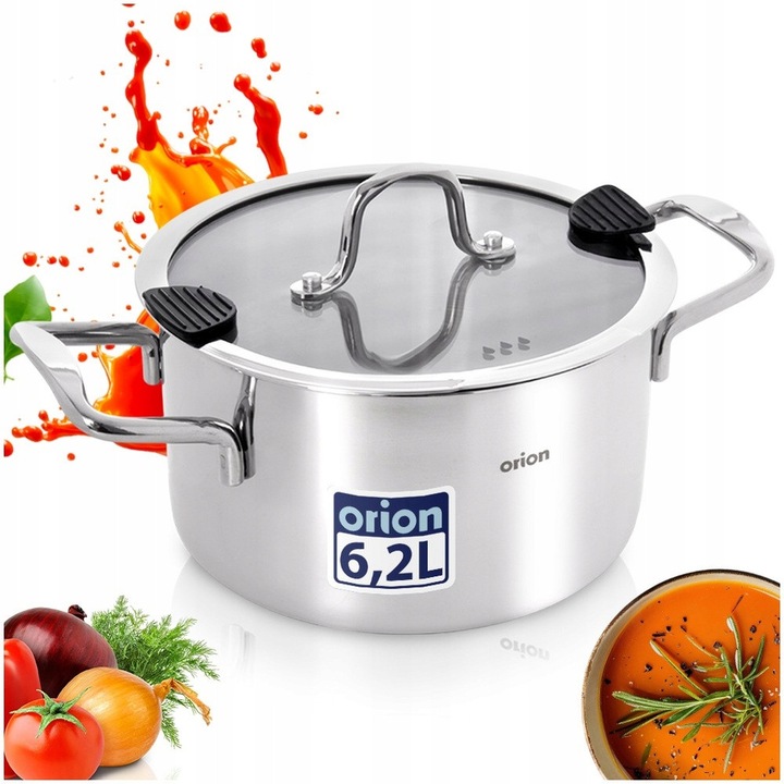 Oala din otel cu capac Orion VENICE 24 cm, 6,2 l