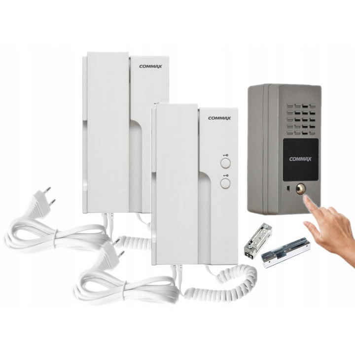 Set interfon, Commax cu 2 telefoane DP-2HPR 230V, statie DR-2PN, R4, montaj suprafata, 118x50.2x25mm