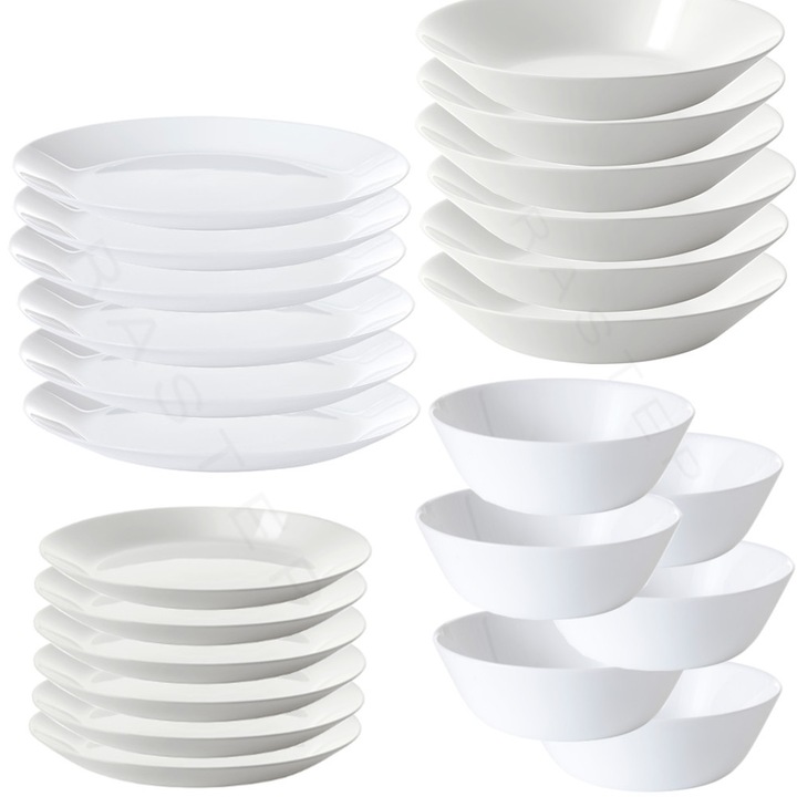 Set serivici de masa, IKEA, 24 piese, sticla securizata, pentru 6 persoane, multicolor