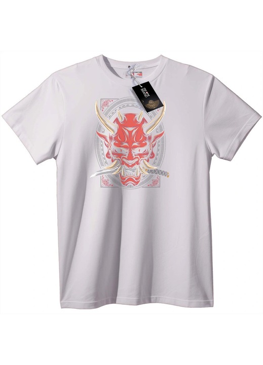 Tricou Mască Oni Demon, Alb