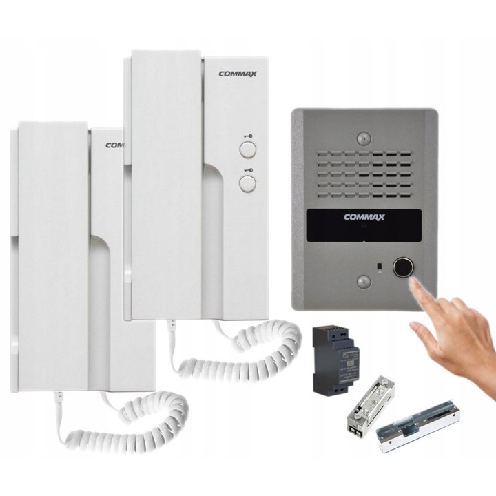 Set interfon, Commax cu 2 unifonuri DP-2HPR(DC), statie DR-2GN, Mean Well HDR-30-12, Elektra Plus R4-12.10, multicolor