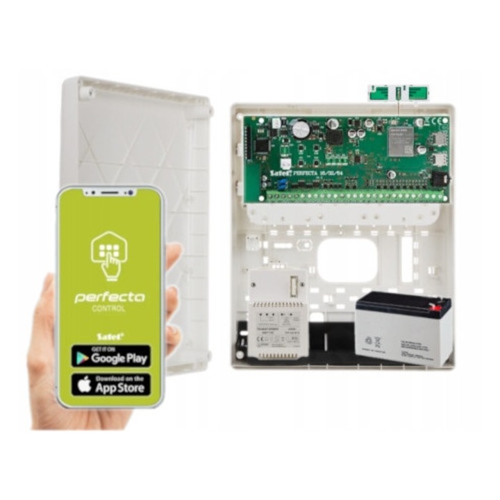Sistem alarma Perfecta 64 M, 8-64 intrari, 4 iesiri, modul LTE, set complet