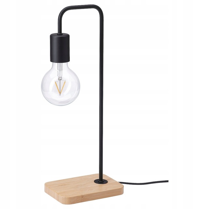TVARHAND asztali lámpa, bambusz/fekete, 47cm, 16W, dekoratív izzóval, külön kapható