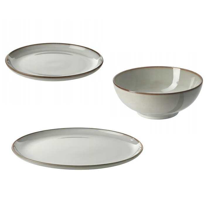 Set serviciu de masa GLADELIG, 18 piese, gri, pentru 6 persoane, IKEA