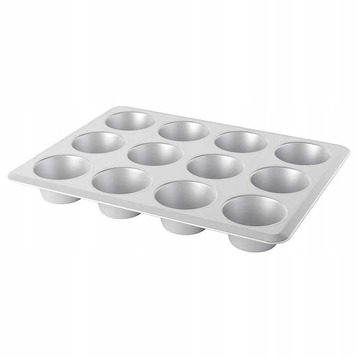 Tava de copt, IKEA, pentru 12 muffins, aluminiu anodizat, 38x29cm, argintie