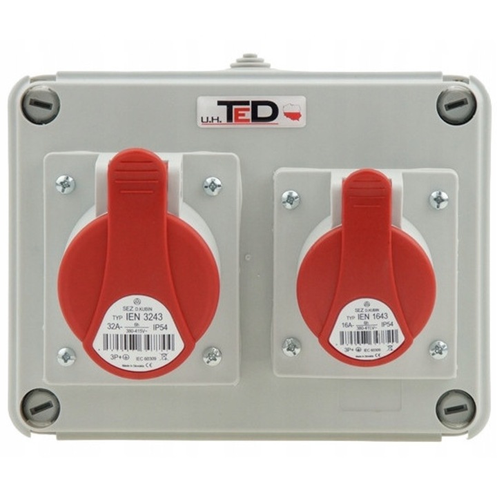 Tablouri electrice TED, rozdzielnica budowlana, 2 guri, IP54, 140x210x90mm