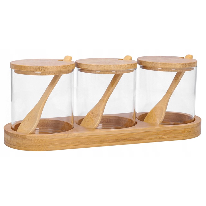 Комплект буркани Cadro 300ml за храна, стъкло, за захар, сол, кафе