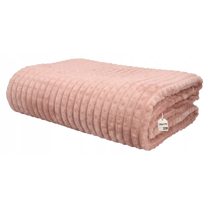 Patura din microfibra roz, Cadro, 130x170 cm, moale, calduroasa